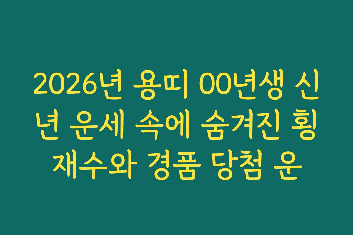 2026년 용띠 00년생 신년 운세 속에 숨겨진 횡재수와 경품 당첨 운