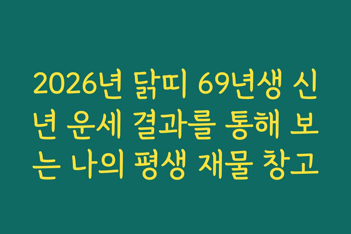 2026년 닭띠 69년생 신년 운세 결과를 통해 보는 나의 평생 재물 창고