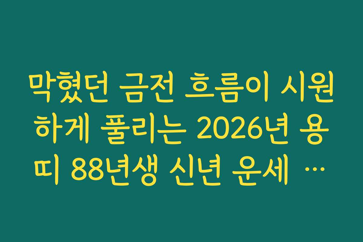 막혔던 금전 흐름이 시원하게 풀리는 2026년 용띠 88년생 신년 운세 내용