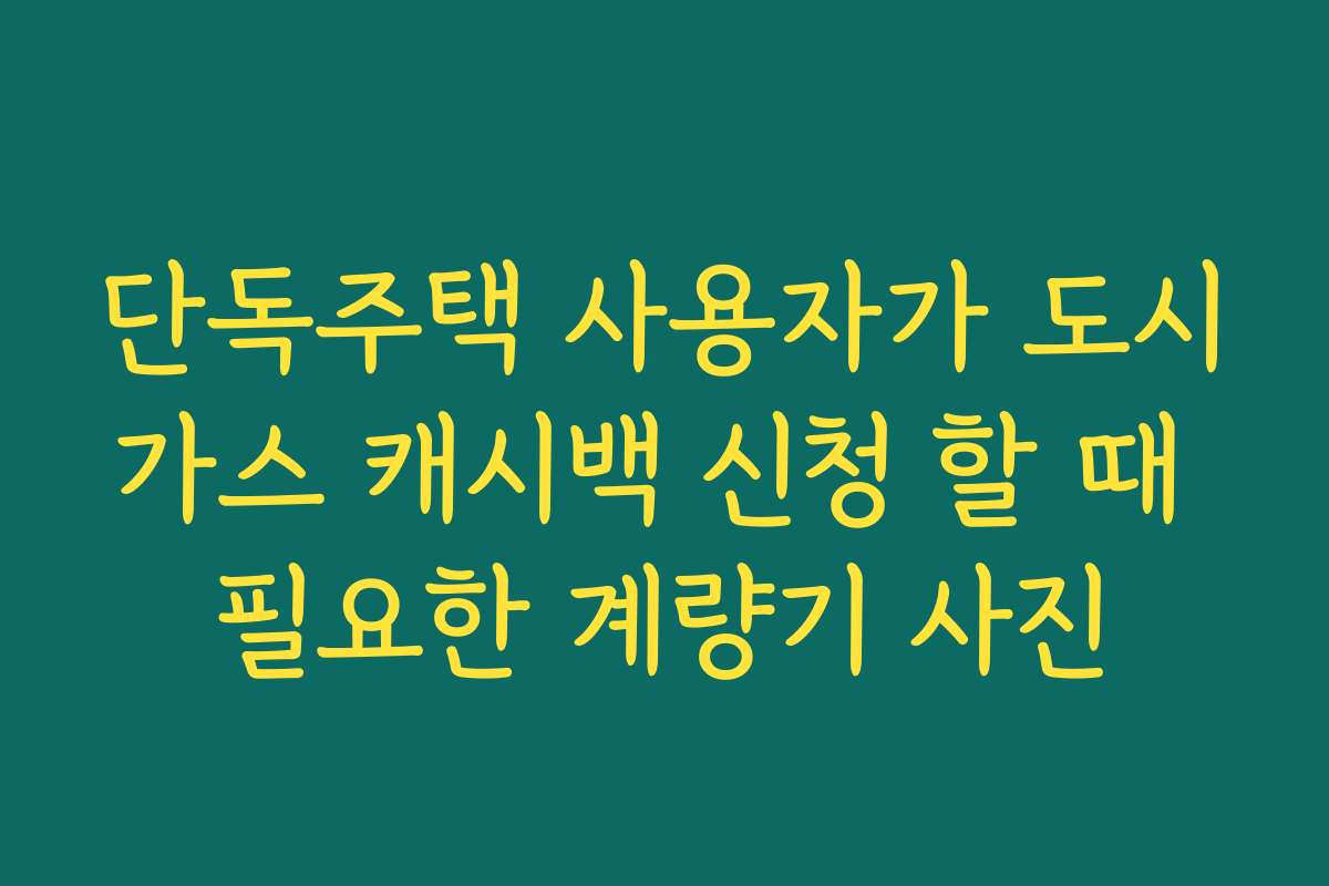 단독주택 사용자가 도시가스 캐시백 신청 할 때 필요한 계량기 사진