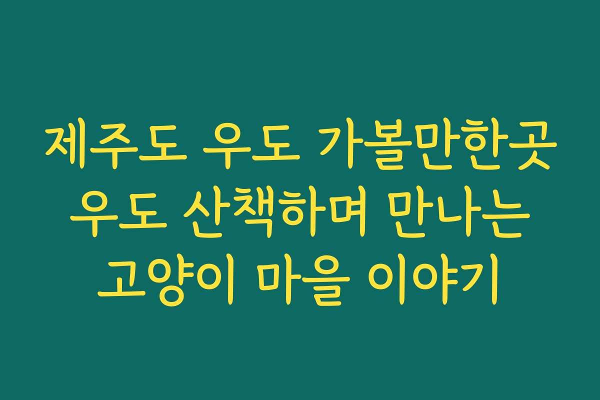제주도 우도 가볼만한곳 우도 산책하며 만나는 고양이 마을 이야기