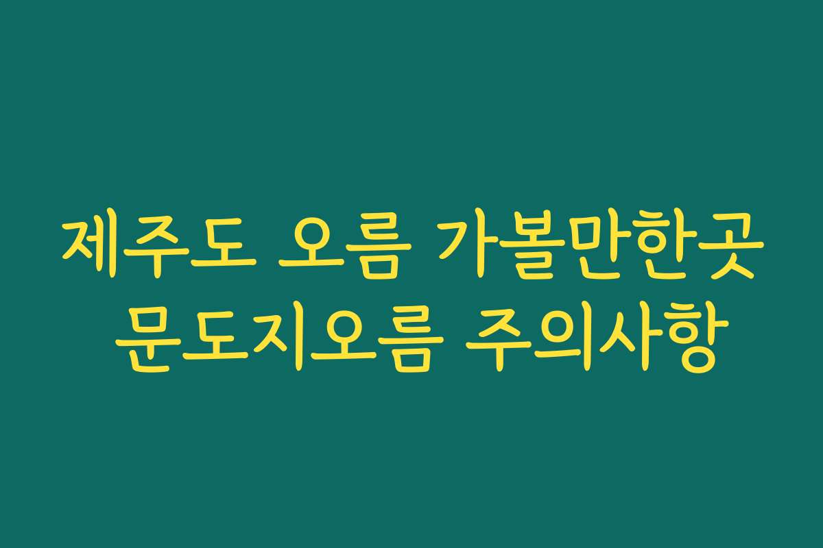 제주도 오름 가볼만한곳 문도지오름 주의사항