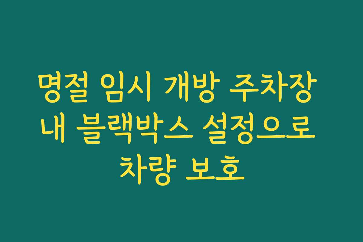 명절 임시 개방 주차장 내 블랙박스 설정으로 차량 보호