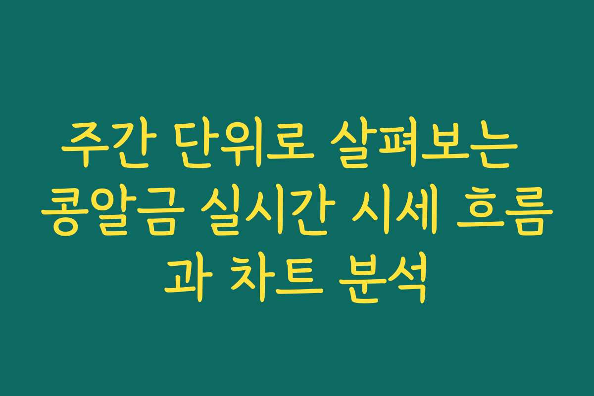 주간 단위로 살펴보는 콩알금 실시간 시세 흐름과 차트 분석