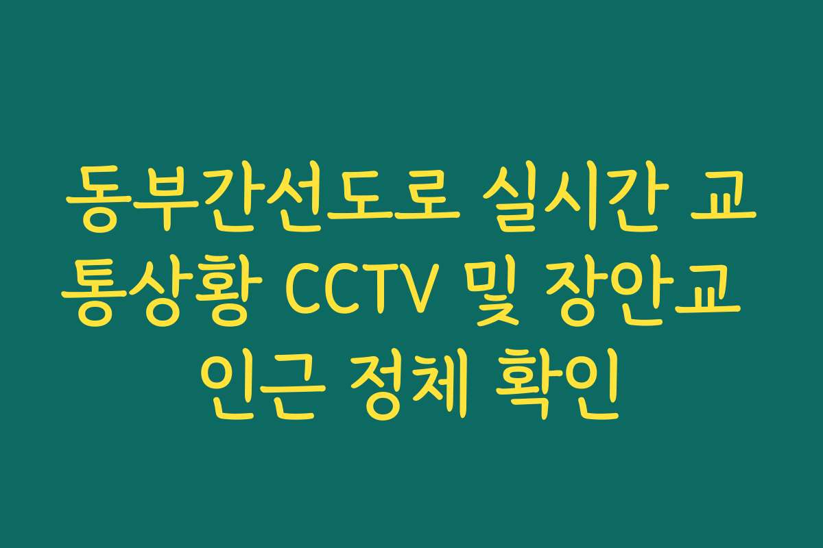 동부간선도로 실시간 교통상황 CCTV 및 장안교 인근 정체 확인