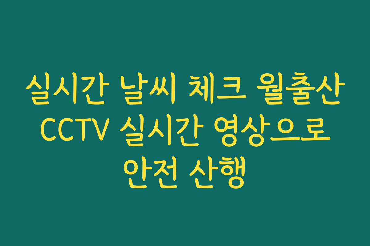 실시간 날씨 체크 월출산 CCTV 실시간 영상으로 안전 산행