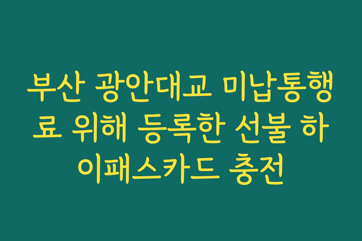 부산 광안대교 미납통행료 위해 등록한 선불 하이패스카드 충전