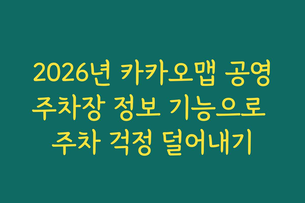 2026년 카카오맵 공영주차장 정보 기능으로 주차 걱정 덜어내기