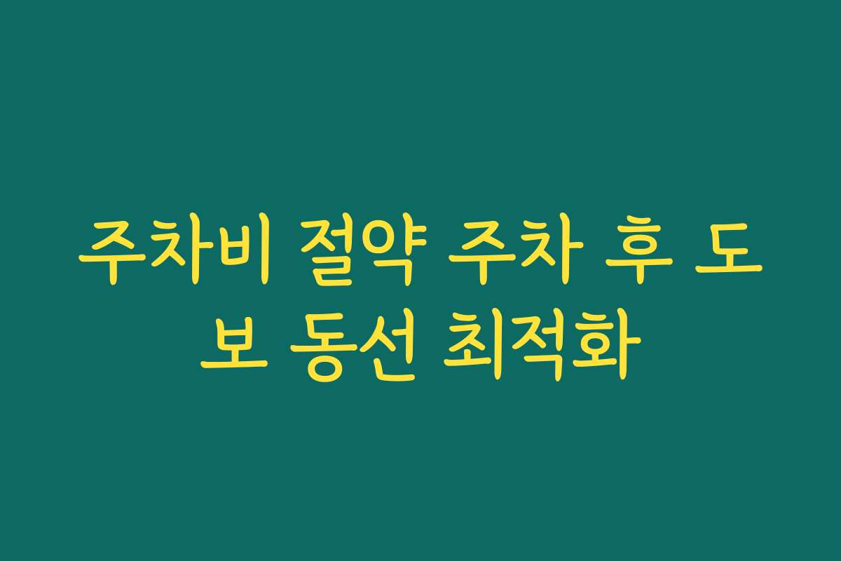 주차비 절약 주차 후 도보 동선 최적화