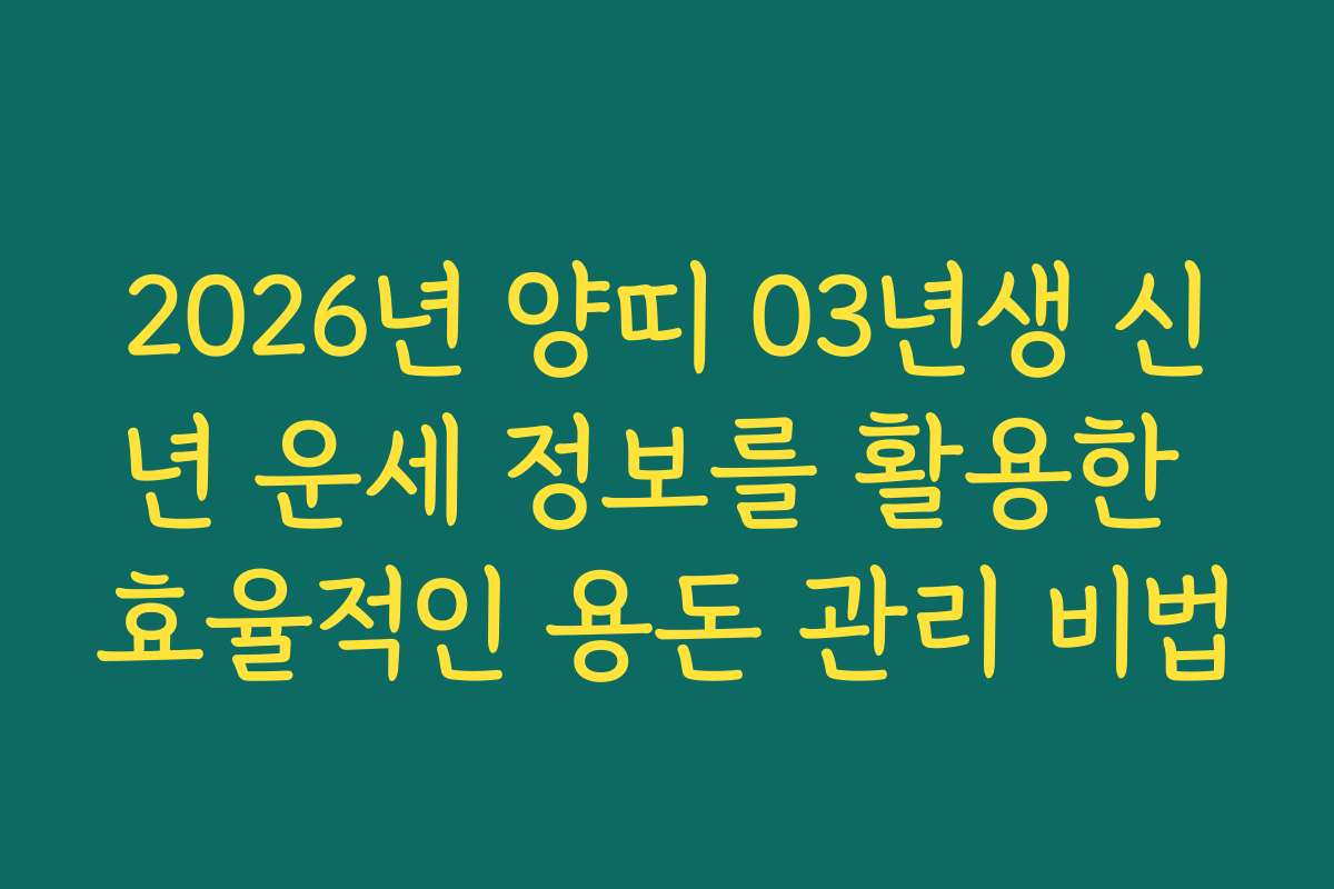 2026년 양띠 03년생 신년 운세 정보를 활용한 효율적인 용돈 관리 비법