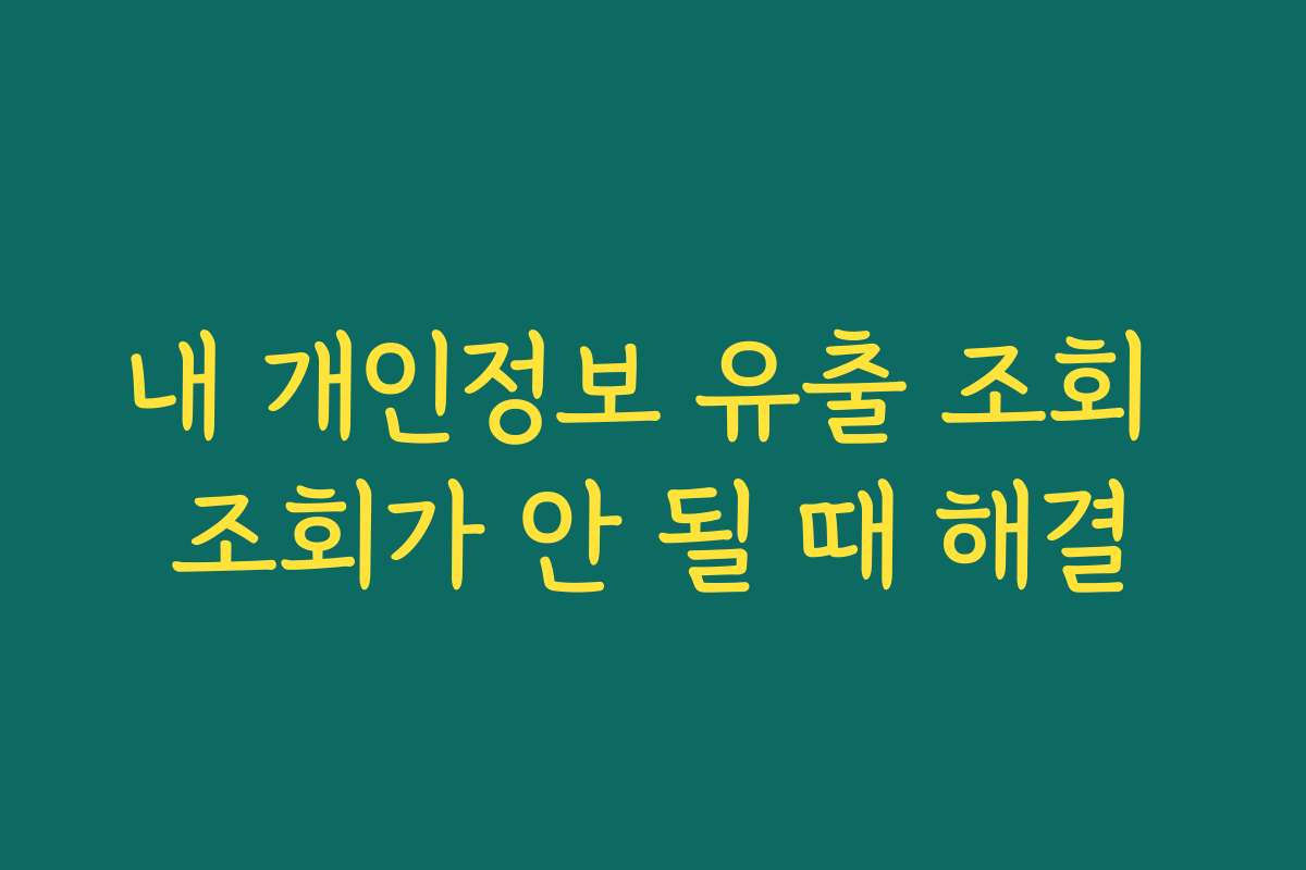내 개인정보 유출 조회 조회가 안 될 때 해결