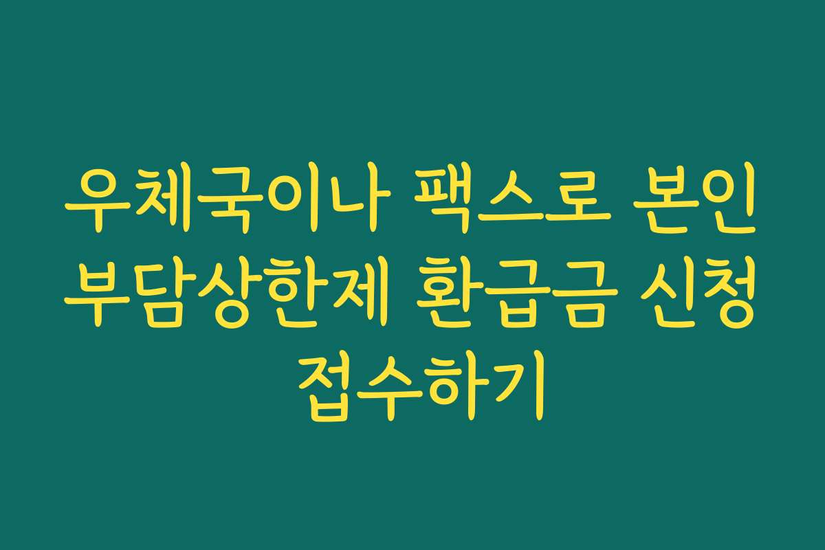 우체국이나 팩스로 본인부담상한제 환급금 신청 접수하기