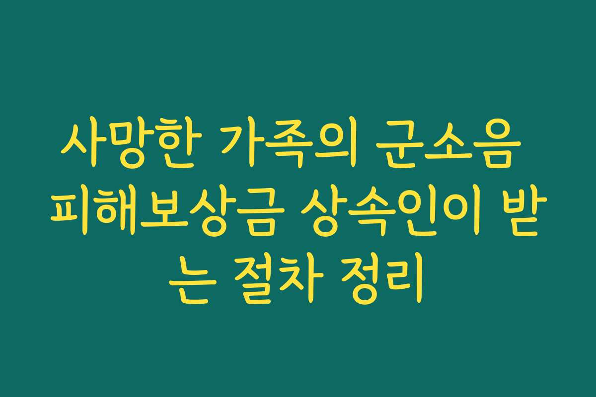 사망한 가족의 군소음 피해보상금 상속인이 받는 절차 정리