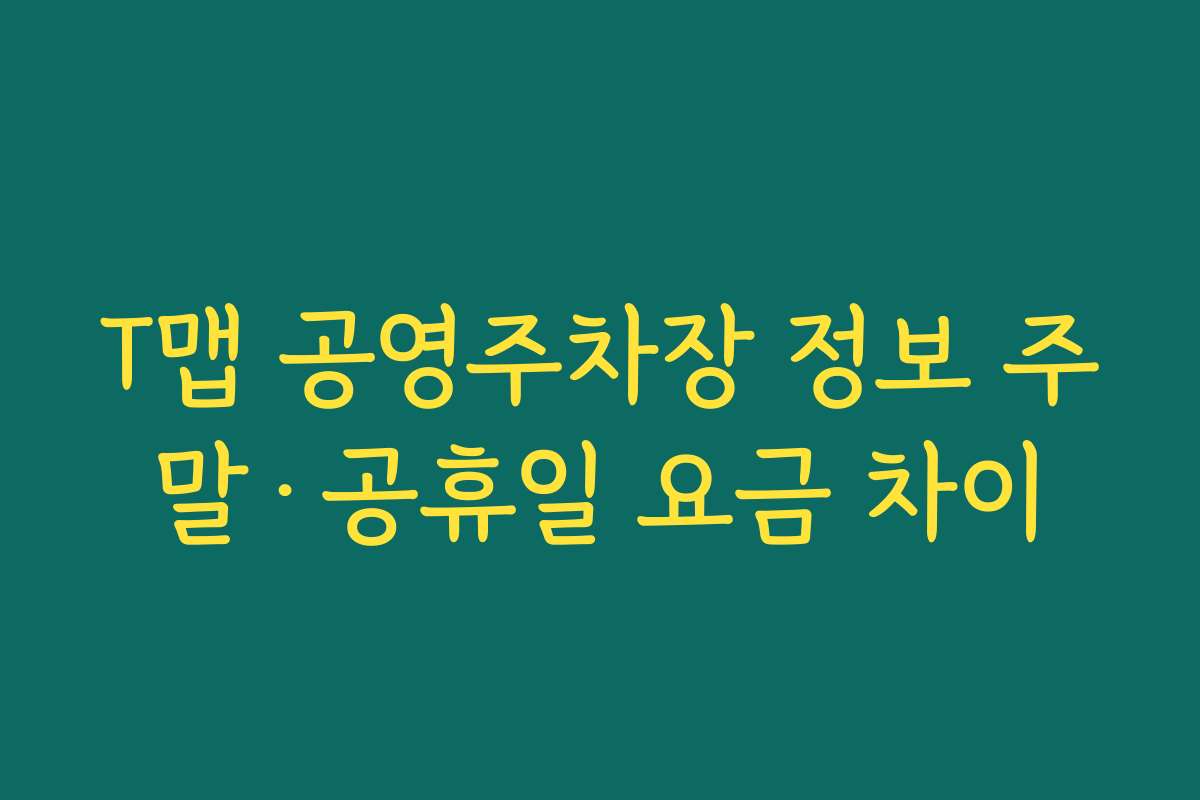 T맵 공영주차장 정보 주말·공휴일 요금 차이