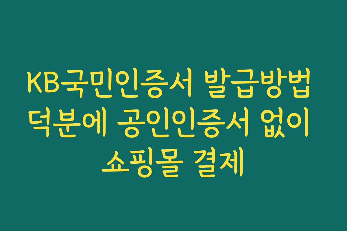 KB국민인증서 발급방법 덕분에 공인인증서 없이 쇼핑몰 결제