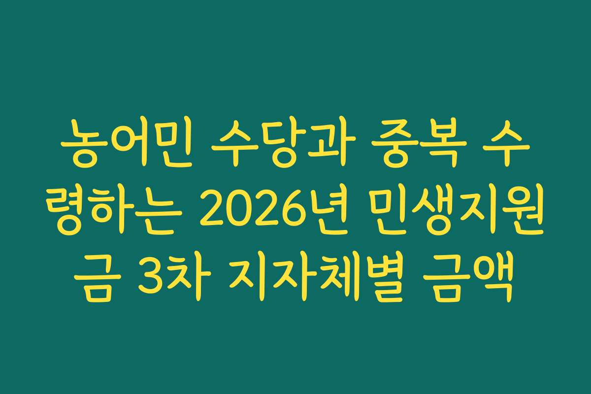 농어민 수당과 중복 수령하는 2026년 민생지원금 3차 지자체별 금액