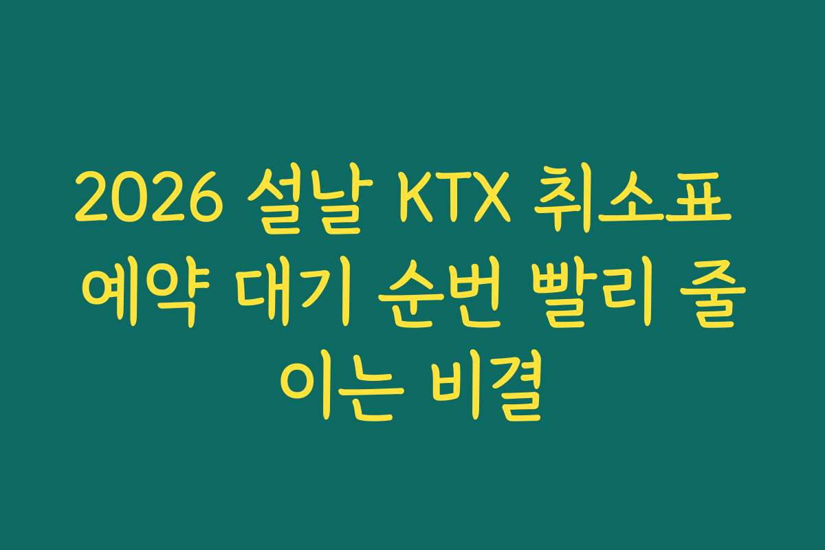 2026 설날 KTX 취소표 예약 대기 순번 빨리 줄이는 비결