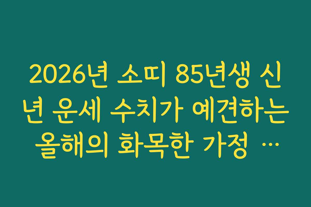 2026년 소띠 85년생 신년 운세 수치가 예견하는 올해의 화목한 가정 지수