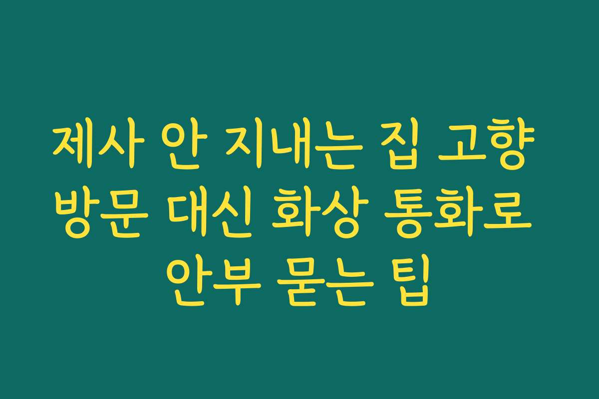 제사 안 지내는 집 고향 방문 대신 화상 통화로 안부 묻는 팁