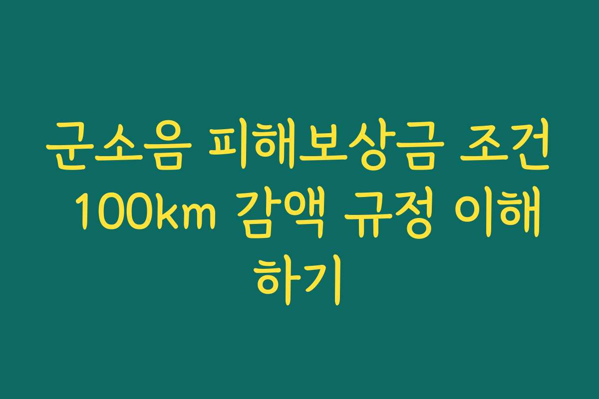 군소음 피해보상금 조건 100km 감액 규정 이해하기
