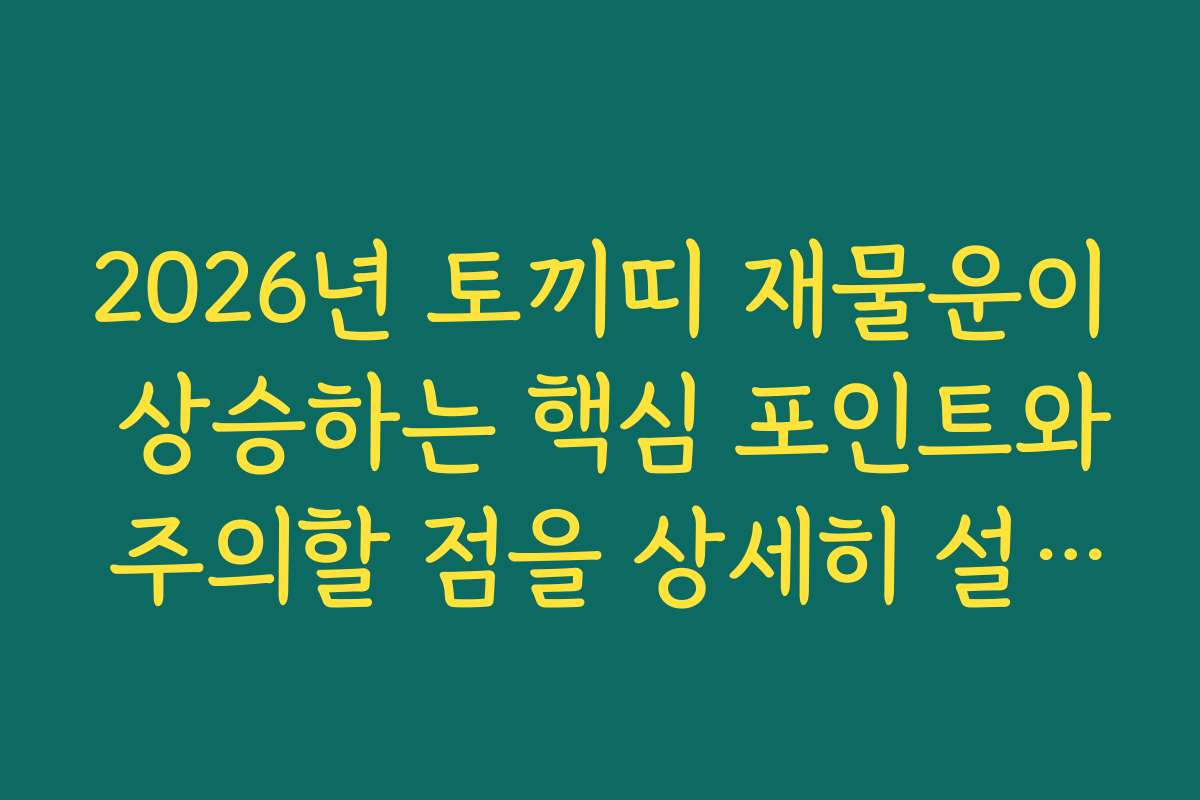 2026년 토끼띠 재물운이 상승하는 핵심 포인트와 주의할 점을 상세히 설명합니다