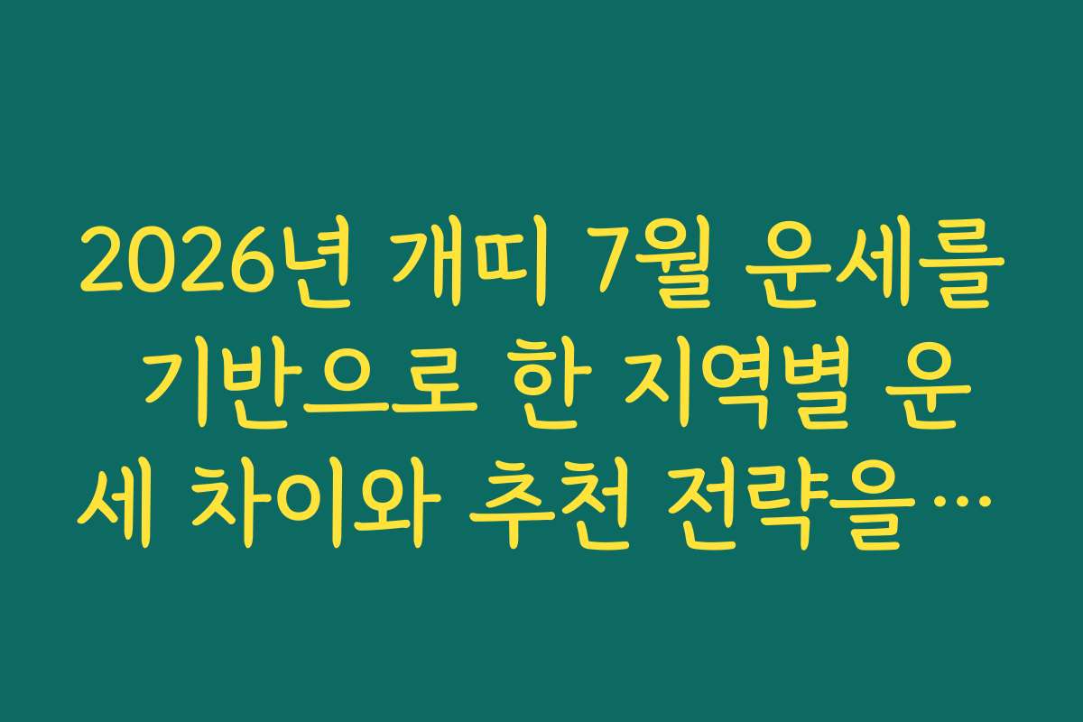 2026년 개띠 7월 운세를 기반으로 한 지역별 운세 차이와 추천 전략을 소개합니다