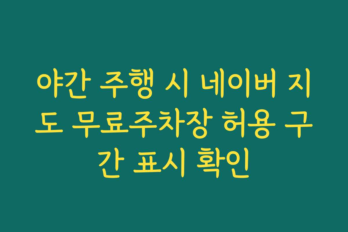 야간 주행 시 네이버 지도 무료주차장 허용 구간 표시 확인