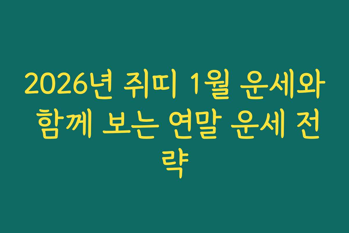 2026년 쥐띠 1월 운세와 함께 보는 연말 운세 전략