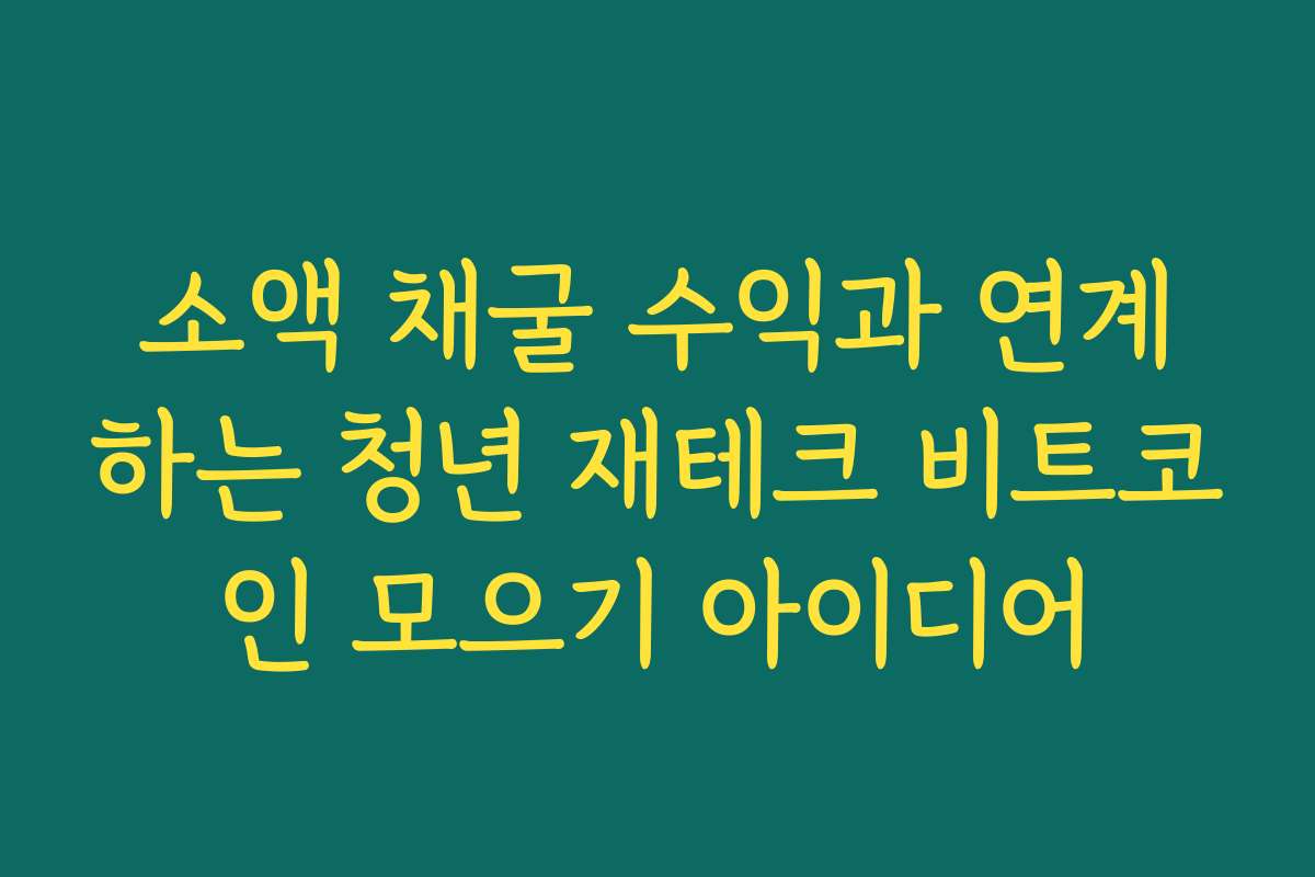 소액 채굴 수익과 연계하는 청년 재테크 비트코인 모으기 아이디어