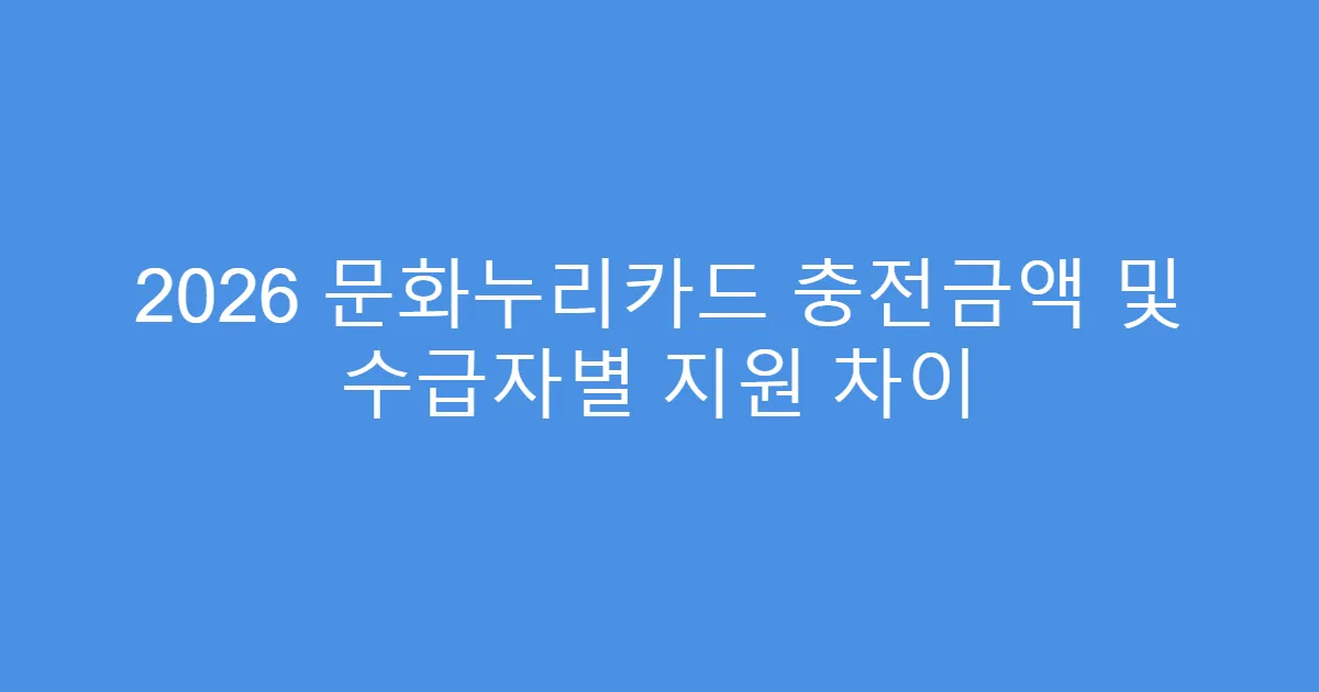 2026 문화누리카드 충전금액 및 수급자별 지원 차이