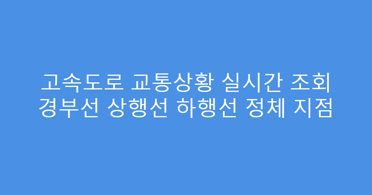 고속도로 교통상황 실시간 조회 경부선 상행선 하행선 정체 지점