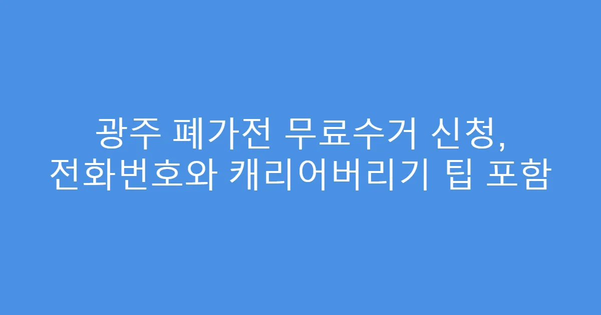 광주 폐가전 무료수거 신청, 전화번호와 캐리어버리기 팁 포함