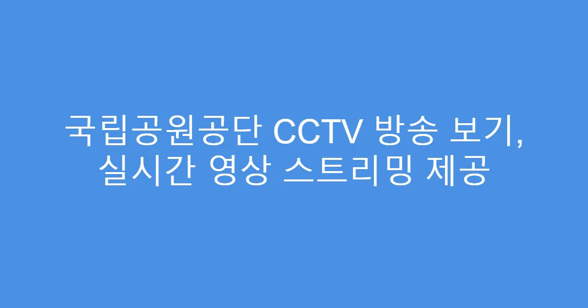 국립공원공단 CCTV 방송 보기, 실시간 영상 스트리밍 제공