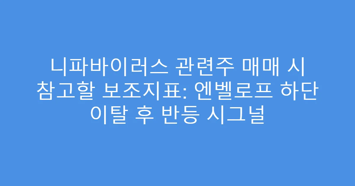 니파바이러스 관련주 매매 시 참고할 보조지표: 엔벨로프 하단 이탈 후 반등 시그널