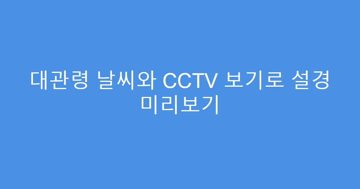대관령 날씨와 CCTV 보기로 설경 미리보기