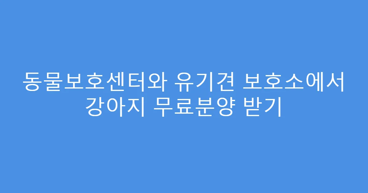 동물보호센터와 유기견 보호소에서 강아지 무료분양 받기