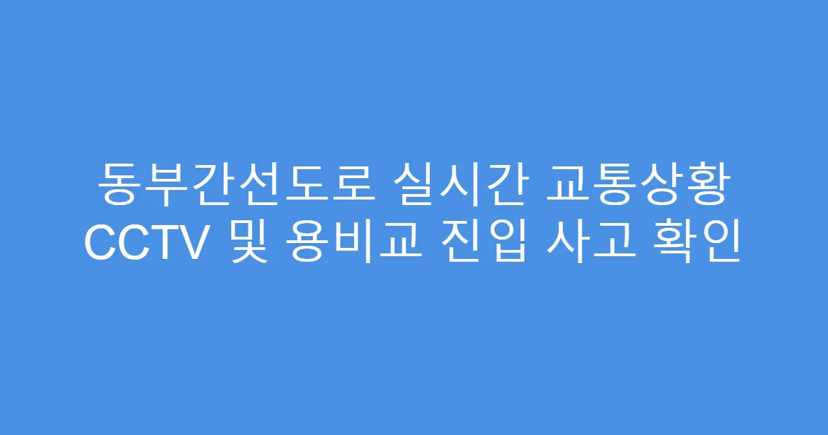동부간선도로 실시간 교통상황 CCTV 및 용비교 진입 사고 확인