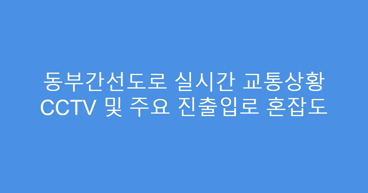 동부간선도로 실시간 교통상황 CCTV 및 주요 진출입로 혼잡도