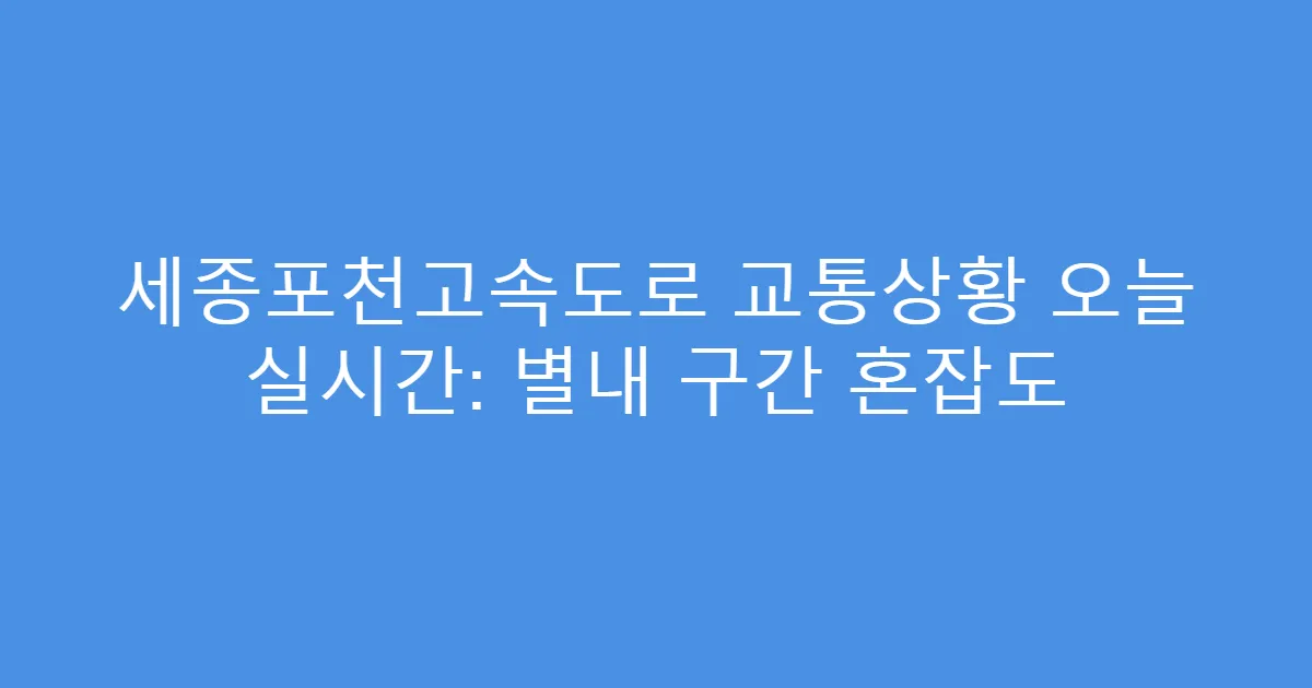 세종포천고속도로 교통상황 오늘 실시간: 별내 구간 혼잡도