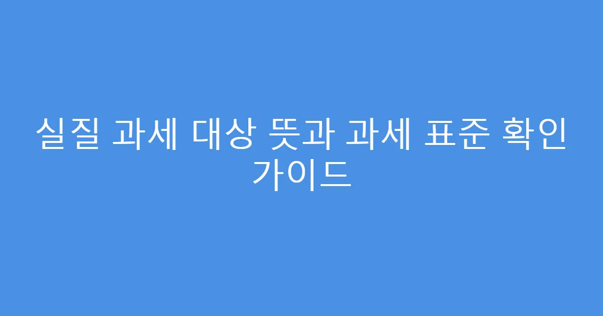 실질 과세 대상 뜻과 과세 표준 확인 가이드