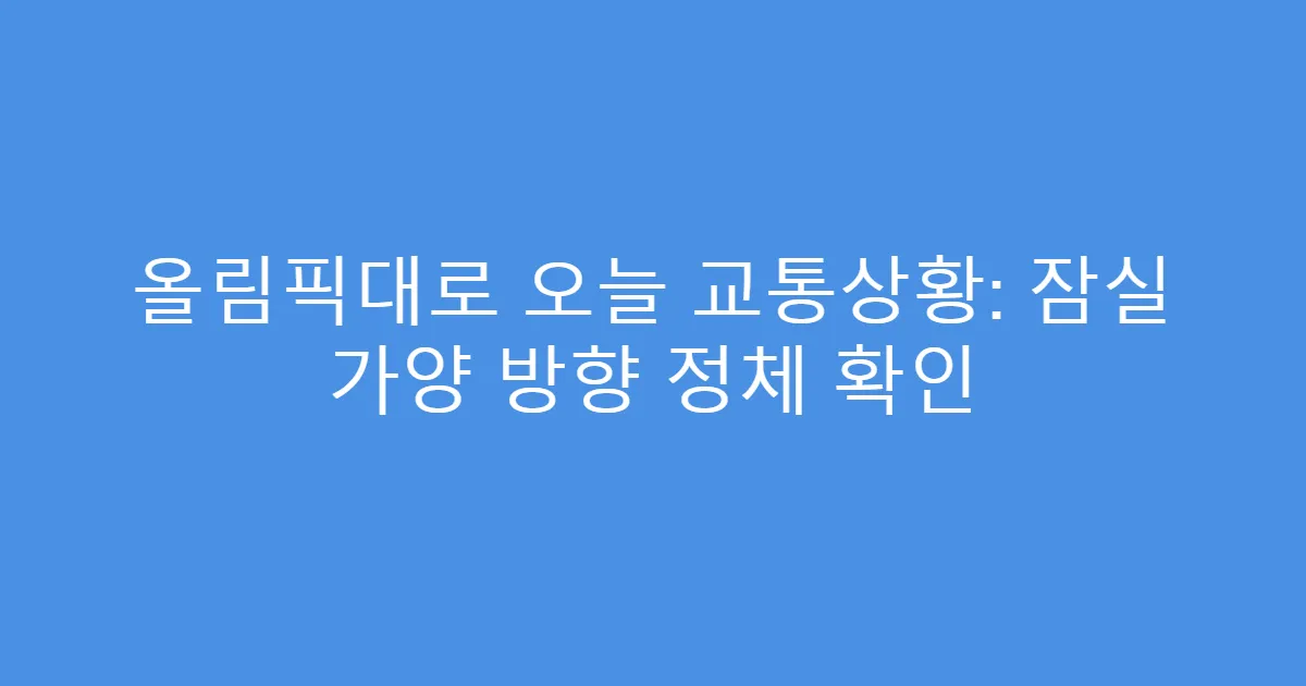 올림픽대로 오늘 교통상황: 잠실 가양 방향 정체 확인
