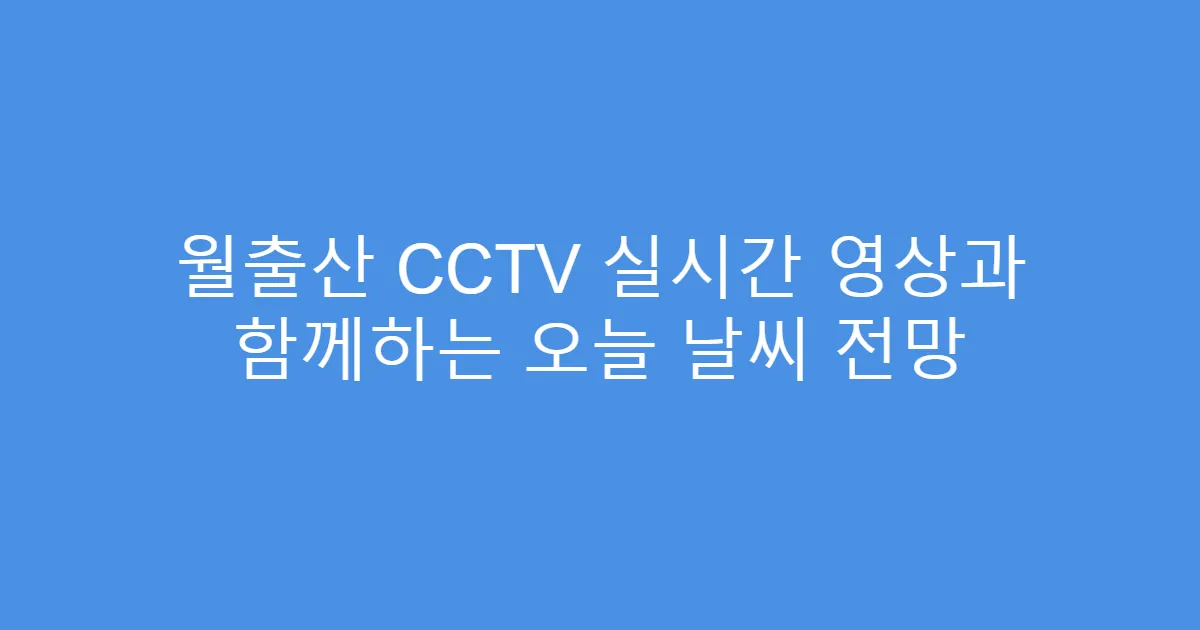 월출산 CCTV 실시간 영상과 함께하는 오늘 날씨 전망