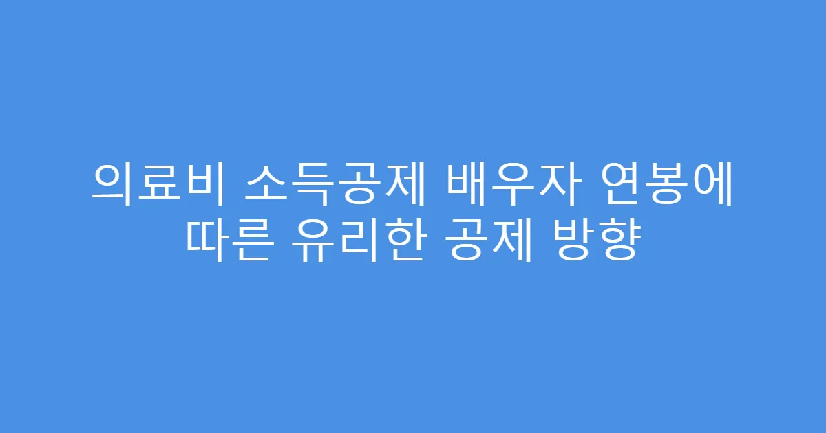 의료비 소득공제 배우자 연봉에 따른 유리한 공제 방향