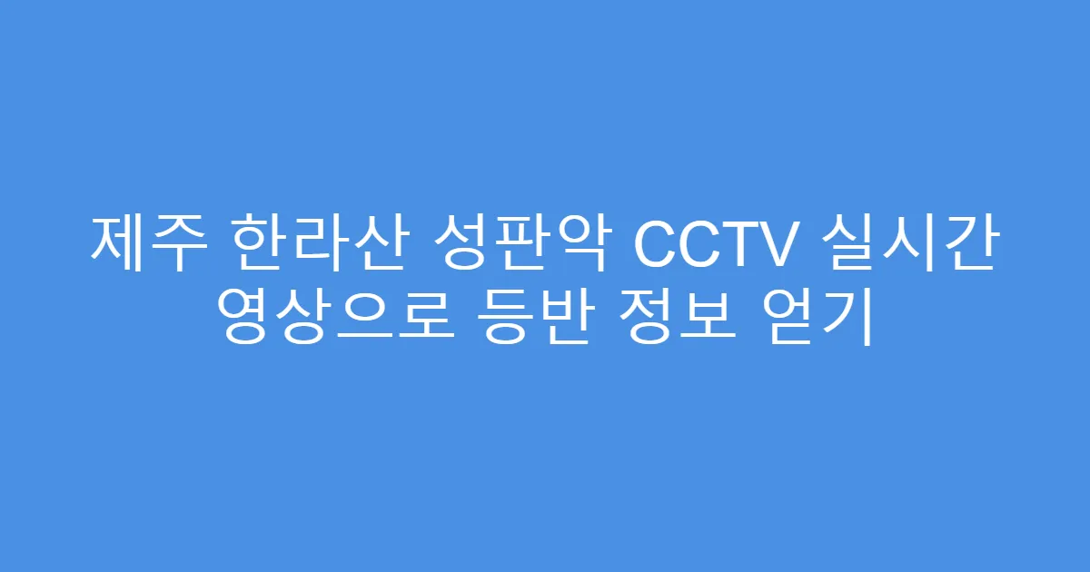 제주 한라산 성판악 CCTV 실시간 영상으로 등반 정보 얻기