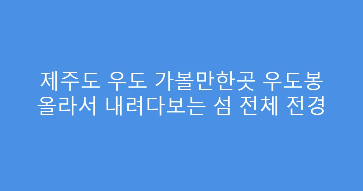 제주도 우도 가볼만한곳 우도봉 올라서 내려다보는 섬 전체 전경