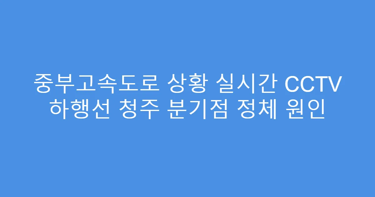 중부고속도로 상황 실시간 CCTV 하행선 청주 분기점 정체 원인