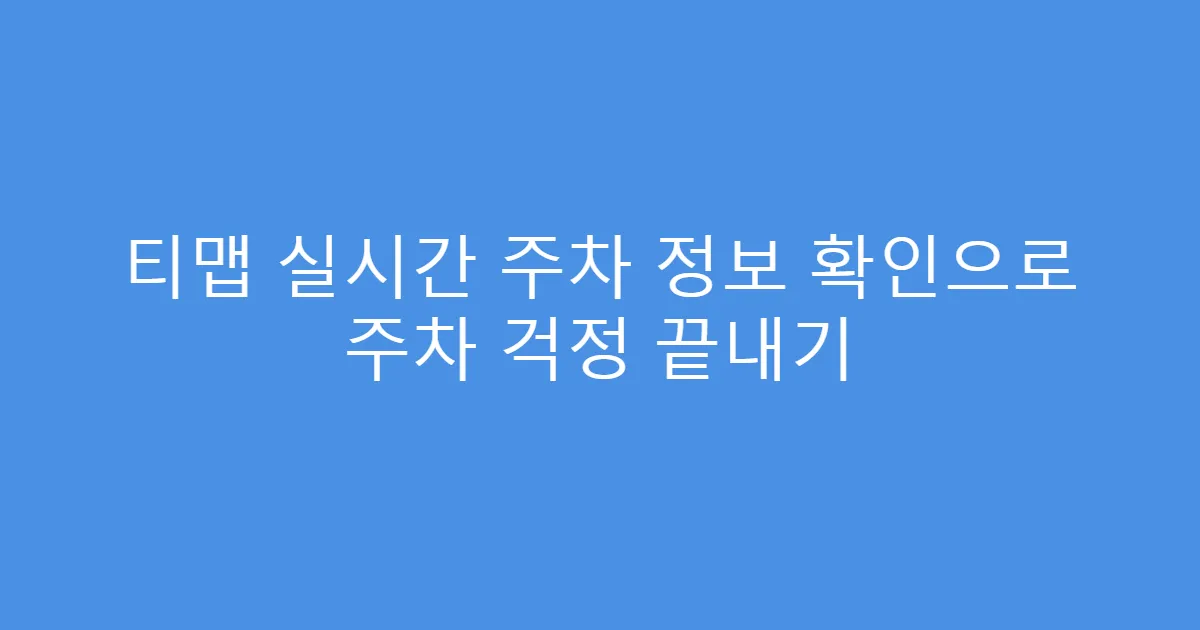 티맵 실시간 주차 정보 확인으로 주차 걱정 끝내기