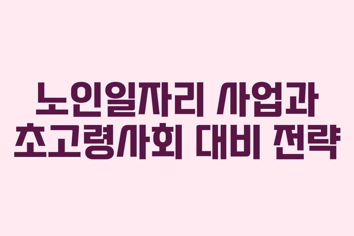 노인일자리 사업과 초고령사회 대비 전략