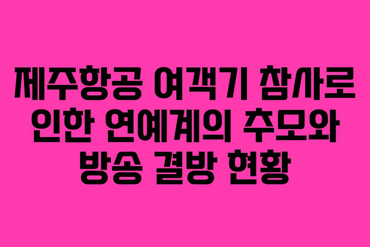 제주항공 여객기 참사로 인한 연예계의 추모와 방송 결방 현황