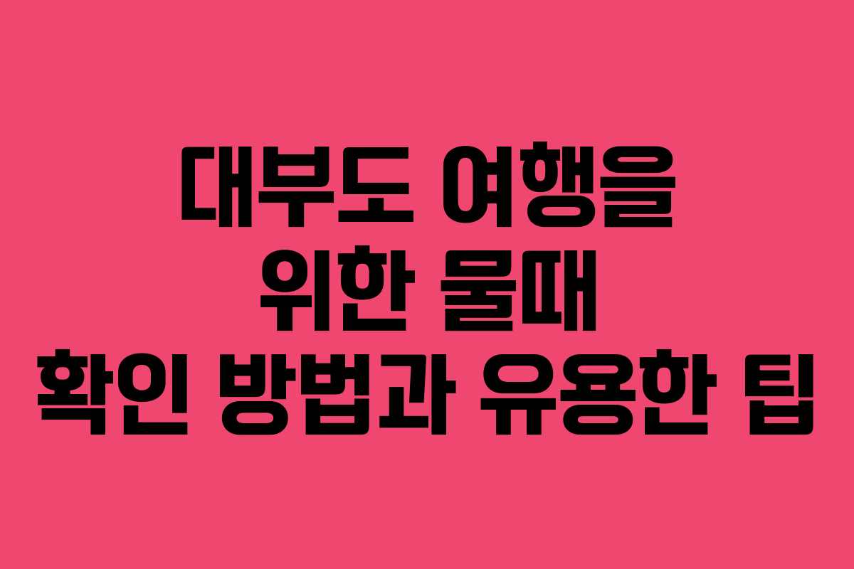 대부도 여행을 위한 물때 확인 방법과 유용한 팁